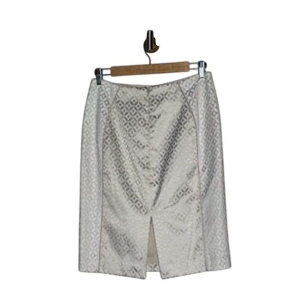 Quiet Luxury Ivory Jacquard Pencil Skirt Size 8 NWT - Picture 2 of 6